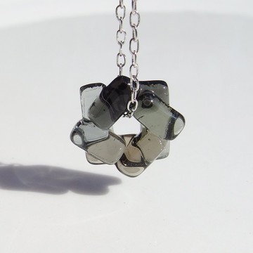 Warp with glass (Warp [Monochrome]) 鍊式項鍊 [棉線，925銀可選] [Made to order]