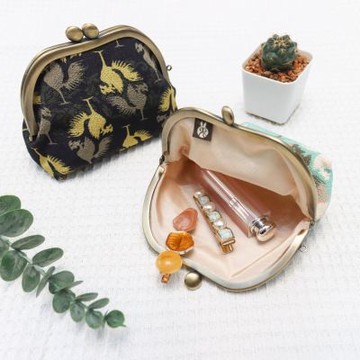 【和夢兔】京都宇治大型口金包-鳳凰(黑)