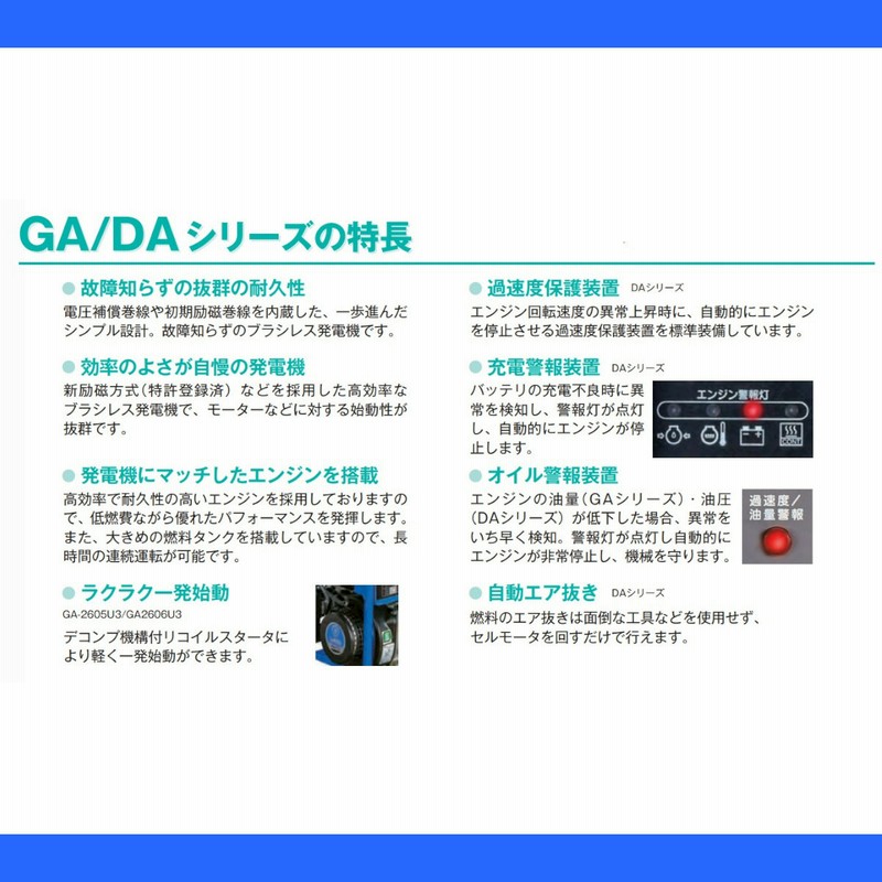 デンヨー 発電機 DA-6000LS 60Hz 受注生産 単相3線式 単相 100V デンヨー 発電機 DA-6000LS 60Hz 受注生産 単相3線式 単相 100V