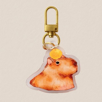 壓克力吊飾-水豚 40mm寫實風格插畫