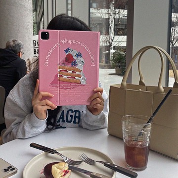 iPad 保護套 PU 皮革_草莓蛋糕