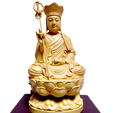 養慧軒 金剛砂陶土精雕佛像 地藏王菩薩  木色  長5/7.5公分 寬6/8.5公分 高12/13公分  1個