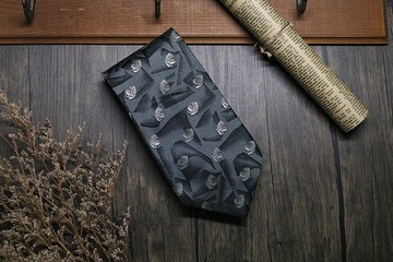 銀灰色花卉領帶/商務百搭基本款式necktie