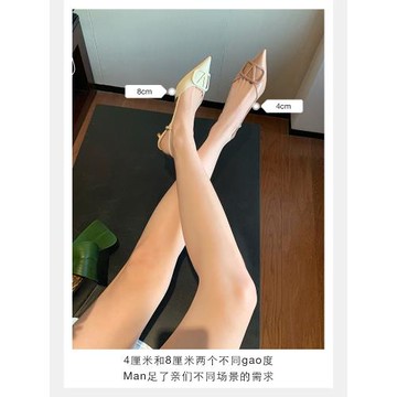 夏白色漆皮包頭后空配裙子高跟鞋