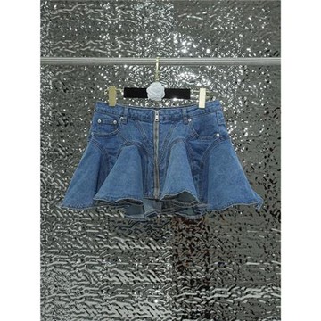 EAM STUDIO美式不規則荷葉邊下擺牛仔半身裙女夏季性感辣妹超短裙