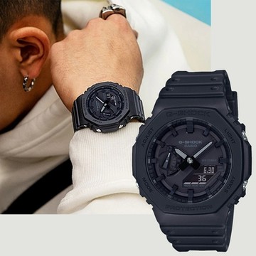 CASIO 卡西歐 G-SHOCK 街頭軍事系列八角電子錶 周年慶好禮 送禮首選-黑 GA-2100-1A1
