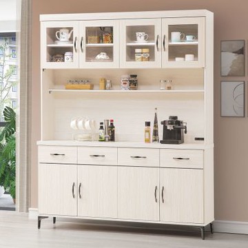 文創集 安特雅淺橡5.4尺八門四抽高餐櫃組合-161x40x242cm免組