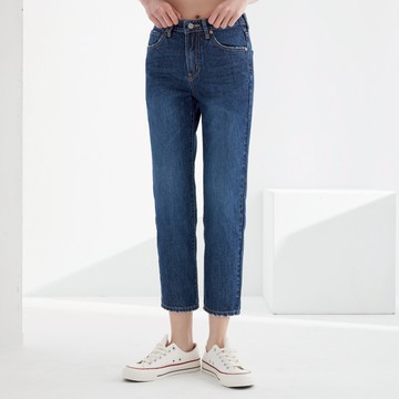 【ERSS】女裝 牛仔褲女 九分褲  純棉 直腳 水洗 刷破 深藍【S37034】