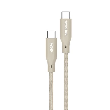 TOTOLINK 60W Type-C C to C PD 3.0快充 手機傳輸線 充電線 -柔霧奶 奶茶色 -100cm (適用安卓及iPhone 15)-台灣製造品質保證