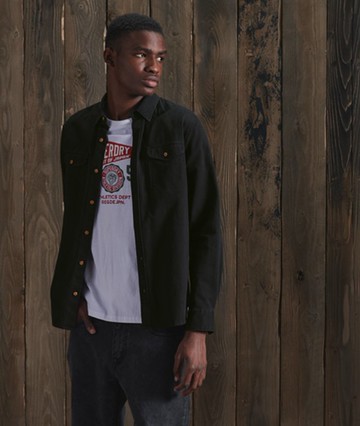 Superdry Men's Men's Classic Commuter Shirt Black / Black Twill - Size: M