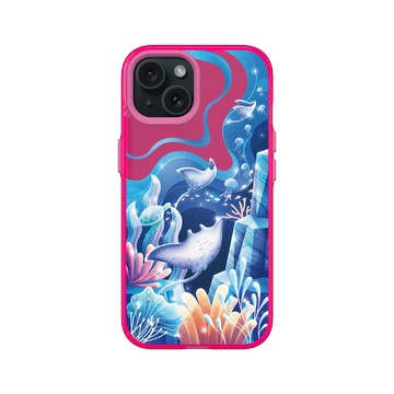 iPhone 15 Clear 粉漾桃 - Ocean Collection: Let's Sea 海洋系列：一路向海 - 海底花花世界（魟魚）