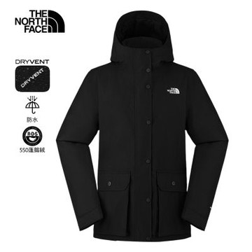 The North Face 官方旗艦 北面女款黑色DRYVENT防水羽絨內裡三合一外套｜8GK7JK3 550蓬鬆度