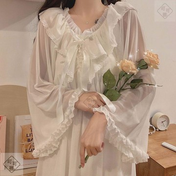 可可裡❣️睡裙女春秋季甜美新款夏季韓版長袖性感蕾絲宮廷風公主超仙家居服