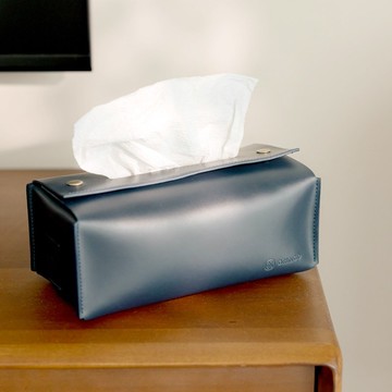 油感皮革手工面紙套-藏青