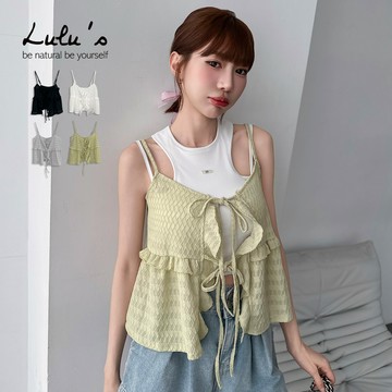 限時下殺/現貨/細肩菱格紋前綁帶罩衫４色【A03250057】