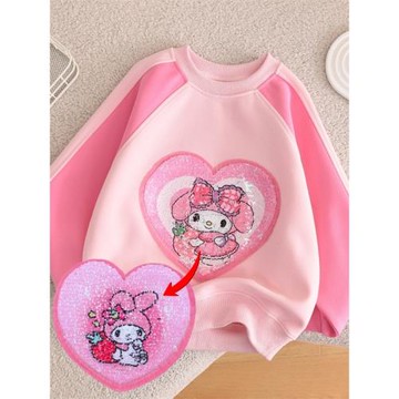 玉桂狗亮片變臉衛衣春秋季翻轉變圖案美樂蒂上衣小女孩庫洛米衣服