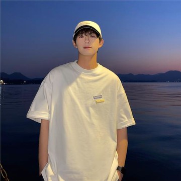 重磅短袖t恤男日系cityboy上衣夏季潮流簡約半袖體恤寬松男士內搭