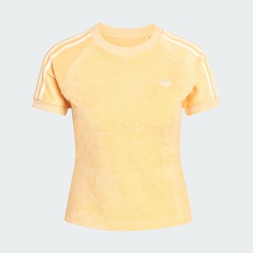 Adidas 愛迪達 Tt Cali Tee KD1409 女 T恤 運動上衣 休閒短袖 鵝黃 亞版 毛巾布