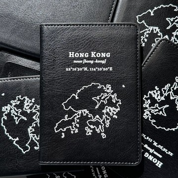 Hong Kong 手繪地圖超細纖維皮革護照套