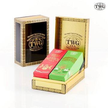 【TWG Tea】時尚茶罐雙入禮盒組 非洲南非國寶茶100g+摩洛哥薄荷綠茶130g(南非國寶茶+綠茶) ｜禮物禮盒
