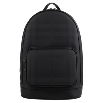 BURBERRY 巴寶莉   經典LONDON 防刮格紋PVC 手提雙肩男款後背包(黑灰)