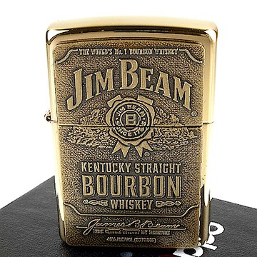 ZIPPO 美系~JIM BEAM金賓波本威士忌圖案貼飾打火機