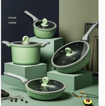 炊大皇麥飯石不粘鍋套裝湯鍋家用平底鍋炒鍋煎鍋電磁爐燃氣灶通用 99購物節