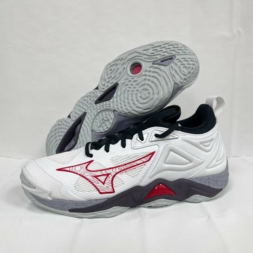 【大自在】MIZUNO 美津濃 WAVE MOMENTUM 3 男排球鞋 止滑 避震 白灰紅 V1GA231296