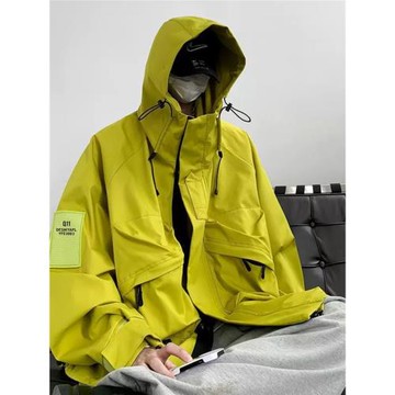 美式機能沖鋒衣外套男秋季連帽防水防風登山服潮牌高級感工裝夾克