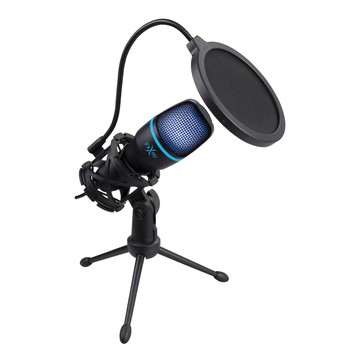 FOXXRAY 狐鐳 艾奧斯響狐 USB 電競麥克風 FXR-SUM-10 彩虹漸變燈效 可調式麥克風支架 防噴網設計  黑色