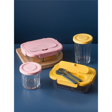 分隔玻璃飯盒上班族微波爐可加熱便當飯盒專用學生食堂打飯分格