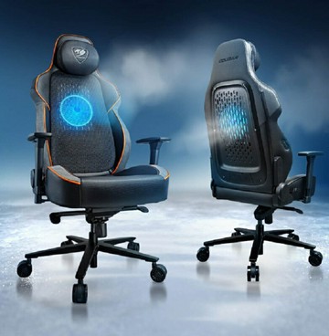 【享最高折300】COUGAR 美洲獅 NXSYS AERO 電競椅 可調速式ARGB散熱風扇/磁吸式記憶枕 黑色/黑橘