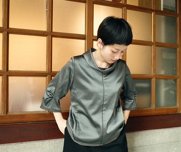 UUIN   _ 湖水綠小翻領上衣