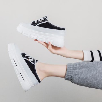 小碼包頭半拖鞋女313233外穿夏季31 32 33 34百搭厚底懶人小白鞋