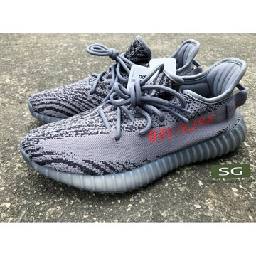 S.G ADIDAS YEEZY BOOST 350 V2 鐵灰色 灰斑馬 橘紅字 肯伊威斯特 AH2203