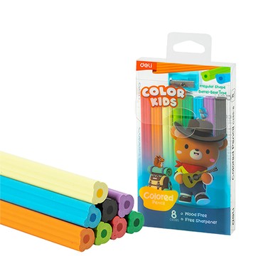 得力Deli COLOR KIDS熊耳造型色鉛筆/EC135-8/8色/附筆削