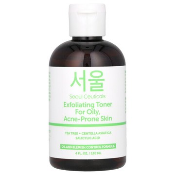 SeoulCeuticals, 去角質爽膚水，適合油性、容易長痘痘的皮膚，4 液量盎司（120 毫升）