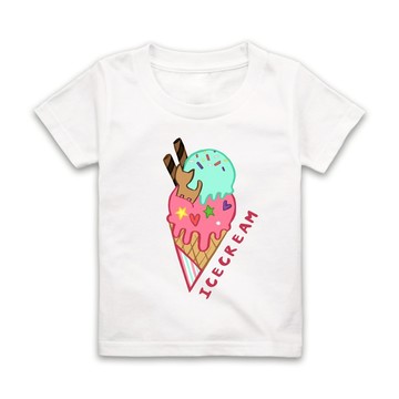 字母I-ICECREAM短袖T恤-白