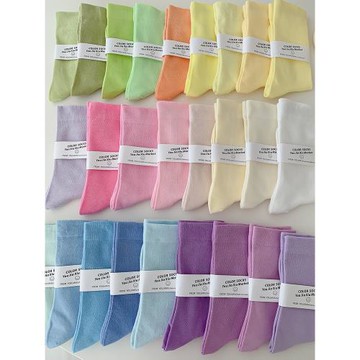 多巴胺無骨襪子女中筒襪夏季薄款純色彩色白色棉襪運動夏天長筒襪