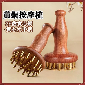 🔥臺灣出貨🔥純黃銅木頭部按摩梳 家用便攜純黃銅按摩梳 黃銅按摩刷 黃銅刷 銅梳子 黃銅按摩梳 手柄式按摩刷
