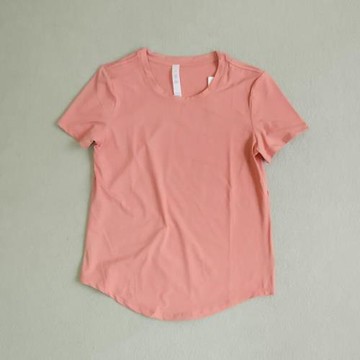 240317女款擼擼速干四面彈透氣瑜伽弧形下擺圓領夏季短袖T恤