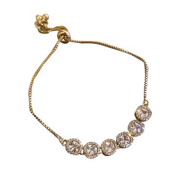 【Jpqueen】巴洛克簡約鑲鑽設計手鍊(金色)