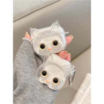 白色貓咪airpods4代耳機殼適用蘋果airpods pro3手機套2代藍牙耳機保護套ins新三代無線耳機透明卡通pro2防摔