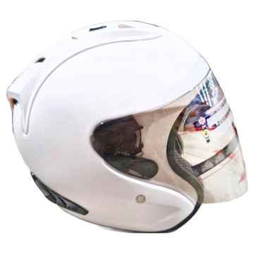 普通型露臉式機車防護頭盔 含一層護目鏡 R3-A6  消光白色  XL