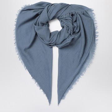 Oxford blue wool-silk blend scarf