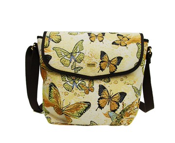 斜背包  妞妞 / 防潑水 平織緹花 戀蝶金黃