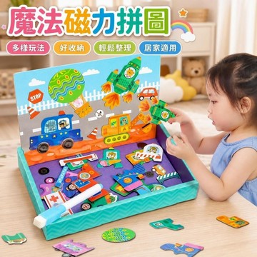 🛒居家夯物+網紅同款📸【糖米】兒童磁性拼圖換裝遊戲磁力貼畫益智女孩寶寶早教1-3-6歲 2R634