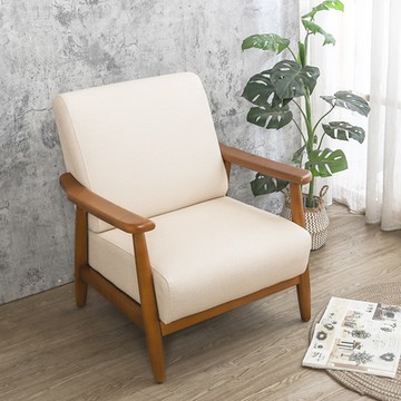 Boden-森林家具 艾爾瑪實木貓抓皮沙發單人椅/一人座