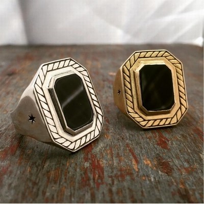 LHN Jewelry 米国製 ハンドメイド Byron リング 真鍮 x オニキス Byron Ring – LHN Jewelry