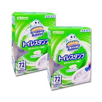 (2盒超值組)日本SC Johnson莊臣-洗淨防污推桿式馬桶清潔凝膠38g+推桿1支/盒-皂香(藍標)(廁所去污免刷洗香氛凝凍,可沖水約720次)